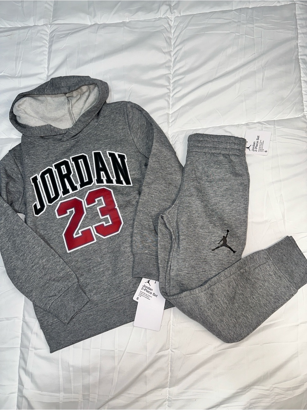 Jordan Gray Hoodie & Jogger Set with Red '23' Graphic